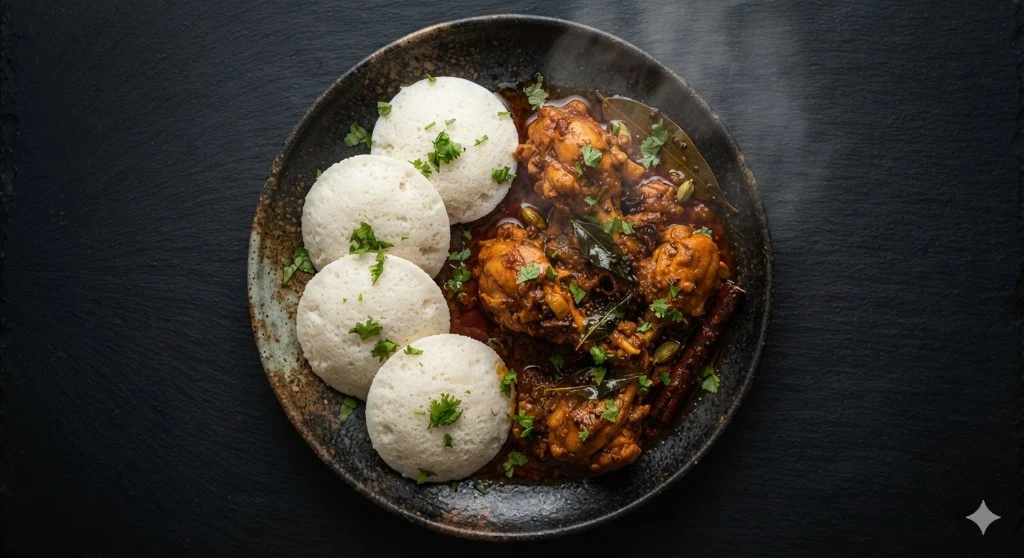 With Chicken/Goat Curry Idly