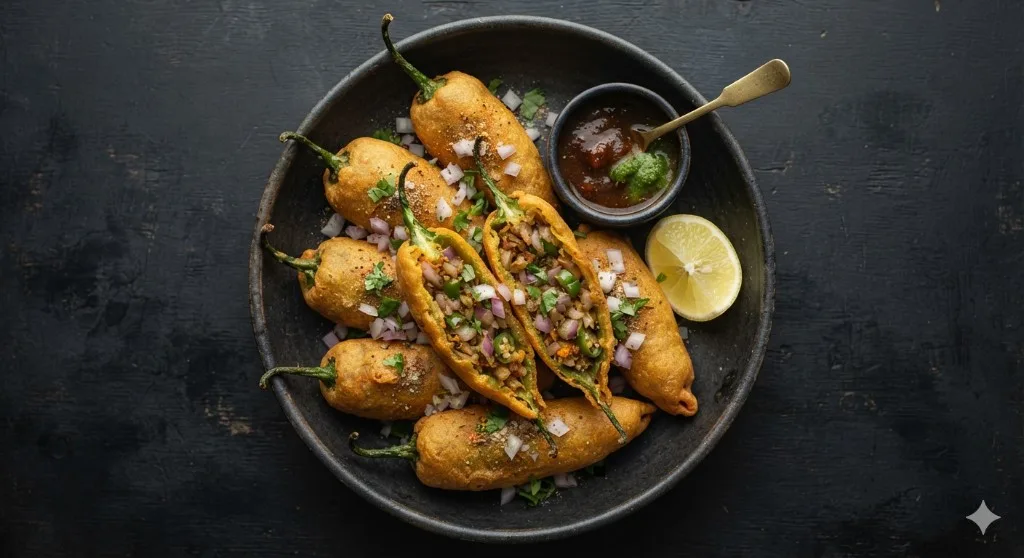 Onion Stuffed Stuffed Mirchi Bajji